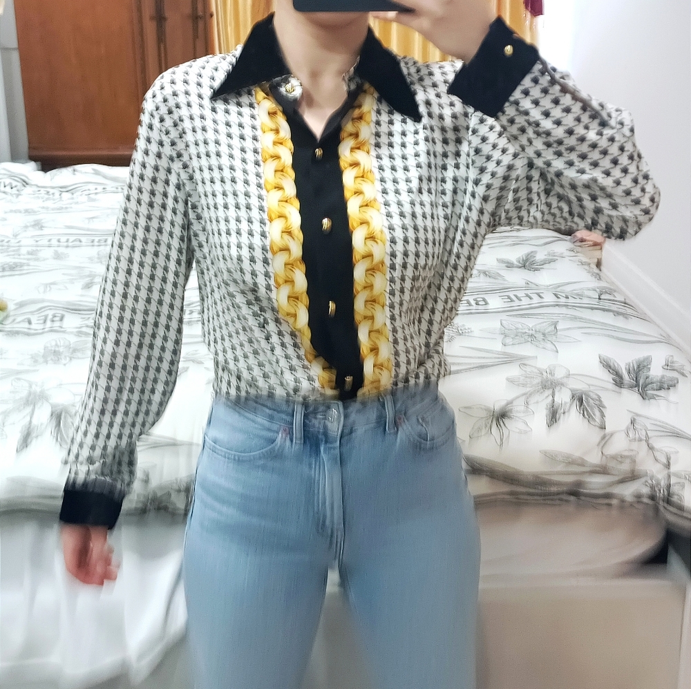 Vintage Shirt with velvet collar, Mint